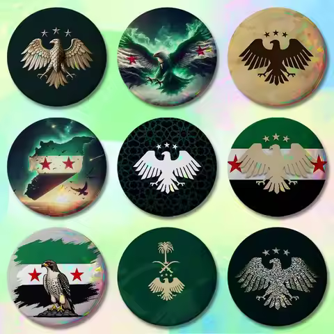 New Eagle Free S-Syrians-S Flag Custom Badges 75mm 44mm 25mm Brooch Backpack Hat Enamel Pins Accesso