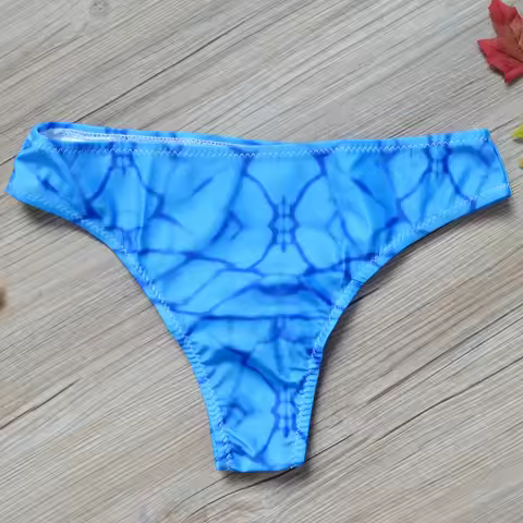 Women Vintage Print Low Waist Brazilian Bikini Bottom Swimwear Briefs Beachwear Brazilian Bikini Bot