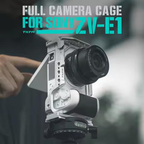 TILTA TA-T35-B-S for Sony ZV-E1 zve1 Cage Camera Kit Silver with Silicone Grip Dslr Rig Cold Shoe Na