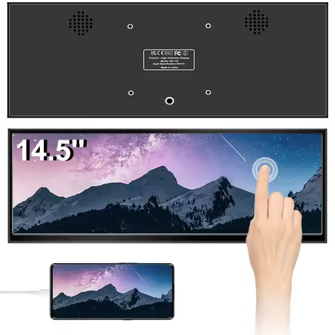 12.3 /14.5 inch TouchScreen Monitor HDMI & Type C 1920x720/2.5K IPS Display LCD Bar Computer Temp Di