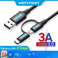 Vention 2 in 1 Fast Charge Type C Cable Micro Charging Cable 3A USB C/Micro B Cable  for Smartphone 