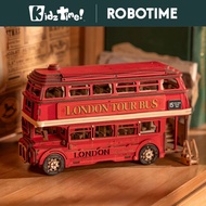 KidzTime Robotime Rolife London Tour Bus 3D Wooden Puzzle - 255 Pieces Red Double-Decker Sightseeing