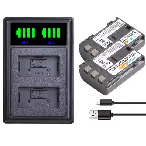 1400mAh NB-2L NB-2LH Battery + LED USB Charger for Canon PowerShot G7 G9 S30 S40 S45 S50 S60 S70 S80