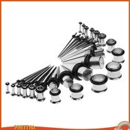 [PrettyiaSG] 36Pcs Ear Gauges Kit Tapers+Plugs Stainless Steel Ear Stretching Set 14G-00G