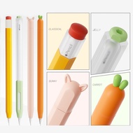 เคสสำหรับ Apple Pencil Gen 2 1รุ่นที่1 2nd ดินสอ iPad ดินสอ 2 แท็บเล็ตบาง1ฝาปิดซิลิโคนนุ่มปากกาสัมผัสปากกาสไตลัสที่มีปลอกฝาครอบป้องกันสีตั