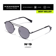 HAWKERS Black Nº9 Sunglasses for Men and Women. UV400 Protection. Official Product designed in Spain