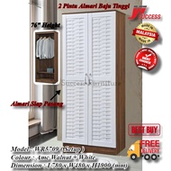 Yi Success 2 Door High Wardrobe (Siap Pasang) / Storage Solid Board Almari Baju / Almari Pakaian / Almari Kayu Murah