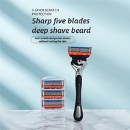 Men's shaver 5 ply razor blade manual shaving head facial beard trimmer 5 ply blade replacement