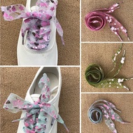 1 Pair 110 cm Flower Print Shoe Laces Yarn Flat Satin Silk Ribbon Shoelaces Shoe Laces for Sneaker S