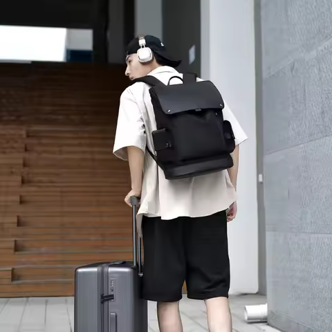 Men's Large Capacity Laptop Backpack Stylish Business Flip-Top Backpack Large-capacity casual commut