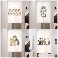 Japanese Style Cat Door Curtain Kitchen Restaurant Long Room Door Curtain Partition Self Adhesive Short Door Curtain Velcro Tape