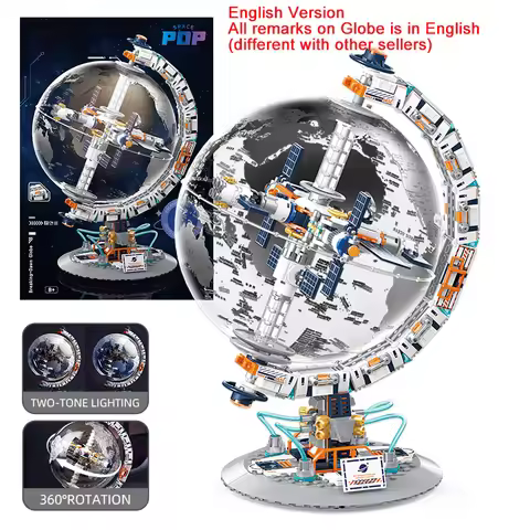 Space Station Globe Building Set Rotatable Globe Display Model with English Mark Dual Illumination C
