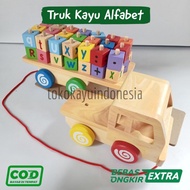 ORI Truk Kayu Alfabet Mainan Mobil-mobilan Anak Murah Kayu Indonesia