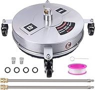 33 cm Pressure Washer Surface Cleaner with 4 Wheels, Stainless Steel Housing & 1/4 Inch Quick Connec