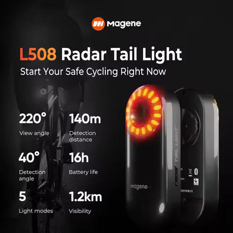 Magene Radar Bike Tail Light L508 Bicycle Rear Brake Sensing Lamp Saddle Seatpost ChargingEbike Wate