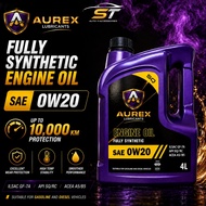 AUREX 0W20 (4 Liter) Fully Synthetic Engine Oil API SQ GF-7A -Proton Perodua Honda Nissan Toyota
