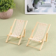 NEEDWAY Dollhouse Mini Foldable Chair, Model Miniature Dollhouse Foldable Deck Chair, Lovely Chair Wooden Toy Doll House Chair Furniture Girl Toys