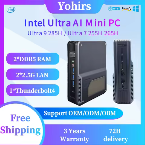 Intel Ultra9 285H AI Gaming Mini PC 16Cores Ultra7 255H 2DDR5 M.2 NVMe SSD Dual LAN Windows11 HD2.0 