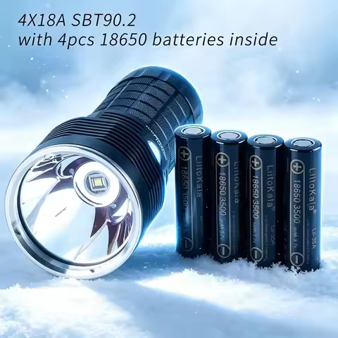 Convoy 4X18A Tactical LED Flashlight SBT90.2 5400lm Range of 1000m by 18650 Batteries Torch for Nigh