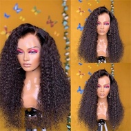 Middle Part 26Inch Long Natural Black Kinky Curly 13*4*1 Lace Fro