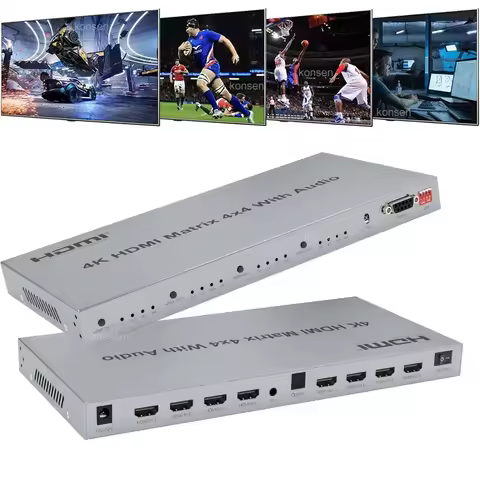4K 60Hz 4x4 HDMI Matrix 4 in 4 out 4K 30Hz 4x4 HDMI Matrix Video Switch Splitter Converter with Opti