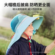 WJ02Lemonkid Children's Personality Sun Hat with Wide Brim Uv Protection for Going out Fisherman Basin Hat with Fan Cove