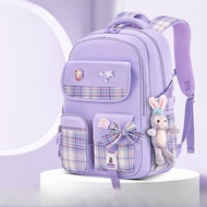 Balo bé gái lớp 1-9 tặng kèm phụ kiện gấu đáng yêu xinh xắn thiết kế chống gù tiện lợi cho bé BLG24