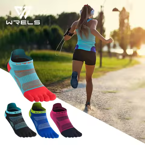 WRELS Toe Socks 5 Finger Athletic Running Low Cut Toe Socks for Men Women Moisture Wicking Quick-Dry