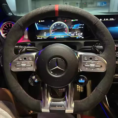 Hand-stitched Car Steering Wheel Cover Braid for Mercedes Benz AMG CLA C-class C43 E-class E53 AMG C