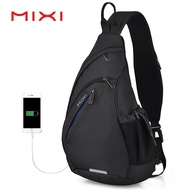 Mixi 20 inch Chest Bag Men Sports Shoulder Bag Sling Bag USB Changer Fashion Messenger Bag Triangle 