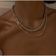 Titanium Steel Gold Cuban Necklace 4mm Simple Stacking Versatile European American Twist Fine Chain 