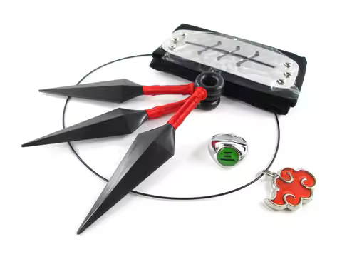 Brdwn Akatsuki Konoha Pain Deidara Hidan Tobi Orochimaru Cosplay Headband Red Cloud Necklace Ring Ku