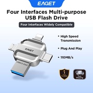 EAGET I71 4-in-1 USB3.0 Flash Drive Lightning Type-C Micro USB Metal OTG Pen Drive 110MB/s For iPhon