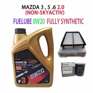 MAZDA 3 , 5 , 6 2.0  (NON-SKYACTIV) OIL FILTER + AIR FILTER + FUELUBE 0W20 FULLY SYNTHETIC  ENGINE O