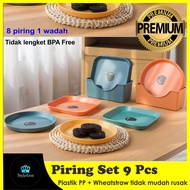 Piring set (8 piring 1 wadah ) paket lengkap Piring snack Piring Kue Ulang Tahun hantaran lamaran se