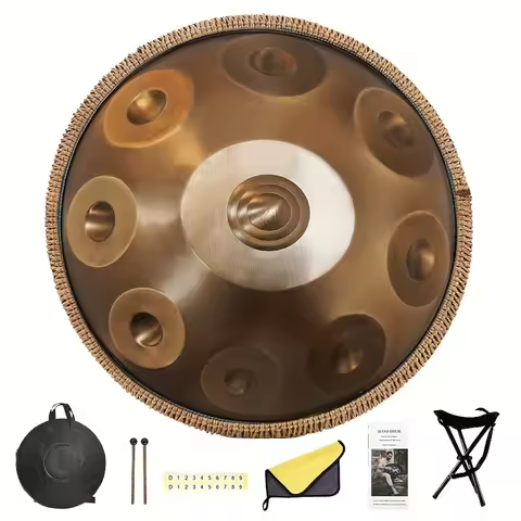 Triple - topped Handpan Drum 9 Note 18 Inch Hand Pan Drum in D Minor for Adults Yoga 432Hz Musical M