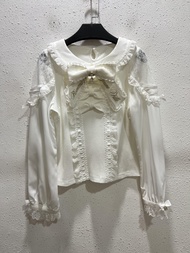 เสื้อสเวตเตอร์ถักลายผีเสื้อสไตล์ญี่ปุ่น Lizlisa สำหรับผู้หญิงในฤดูใบไม้ผลิ 100% ผ้าฝ้ายผสมโพลีเอสเตอ