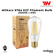 Miikarz LED Filament Bulb ST64 6W E27 3000K Warm White