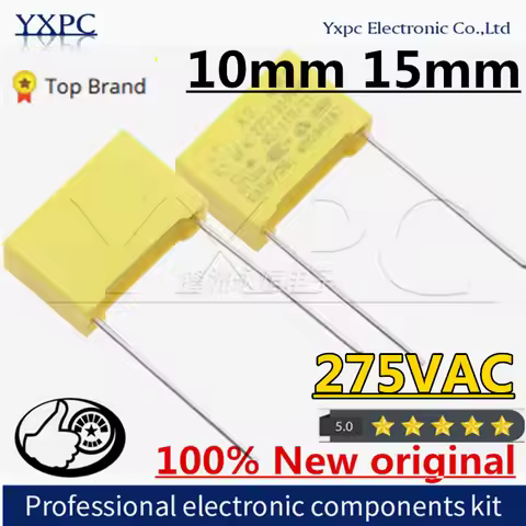 10pcs X2 275V Polypropylene film capacitor 10/15mm 0.1uF 0.15uF 0.22uF 0.33uF 1nF 2.2nF 4.7nF 0.01uF