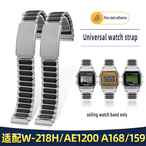 Retro small square watch band For Casio A158/A159/A168/A178/AE1200 /AE1000/AQ230/A500/B650/640 steel