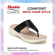 Online Exclusive Bata บาจา Comfit รองเท้าเพื่อสุขภาพหูหนีบ สวมใส่ง่ายน้ำหนักเบา สำหรับผู้หญิง สีดำ รหัส 5806046
