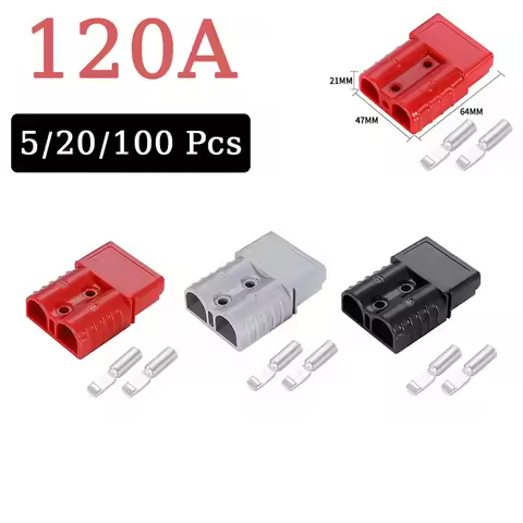 120A 600V 2Pin Forklift Battery Connector SB120 2/4/6AWG For Anderson Type High Current Quick Wire C