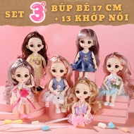 Set of 3 Princess Dolls 17 cm - 13 Flexible Joints, Meaningful Gifts for Girls