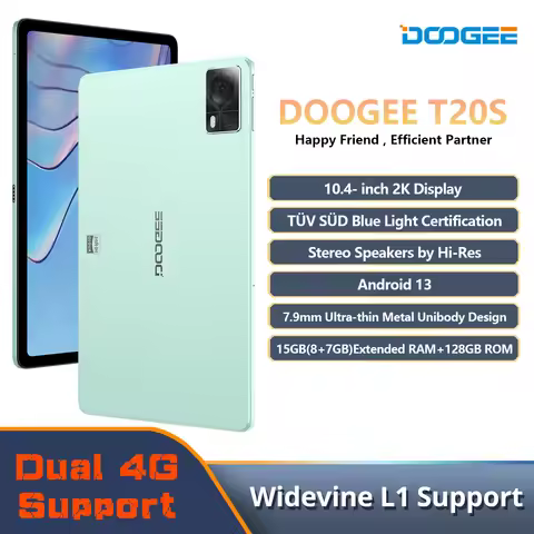 DOOGEE T20S Tablet PC 10.4" 2K Display TÜV SÜD Certified 8GB 128GB 7500mAh 13MP Camera Hi-Res Speake