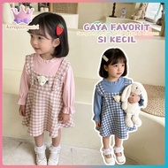 Baby Girl Dress 6 Months-4 Years Korean Style Plain & Checkered Pattern Cute Bear Decoration Comfort