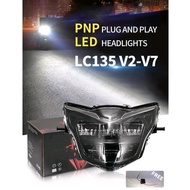 (STOK SEDIA ADA) LC135 V2 TO V7 4S 5S LC SUPER BRIGHT LED CLEAR HEADLAMP LAMPU DEPAN FREE H4 SOCKET 