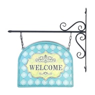 ป้ายสังกะสีวินเทจ Welcome (2 หน้า)