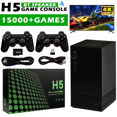 NEW H5 D20 Stereo Retro Video Game Console 4KHD Output Dual Wireless Controller 15000 3D Games For P