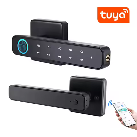 Tuya SmartLife APP Smart Fingerprint Password RFID Card Lock Dead Bolt With Key For Indoor Wooden Me
