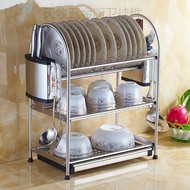 Stainless Steel Dish RackTier Kitchen Drainer Rack Dish Drying OrganizerCabinet Storage Bowl Knife